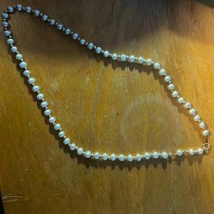 Pearl necklace with solid gold beads 14k